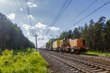 special transport on railway in the nature