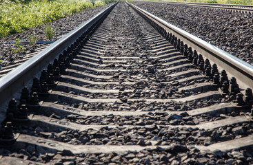 Fototapeta premium railroad tracks view from below