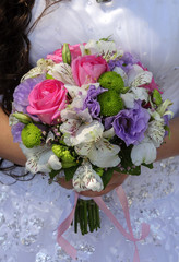 Bridal bouquet of different flowers