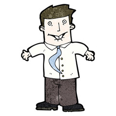 cartoon businessman shrugging shoulders