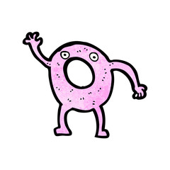 cartoon pink doughnut waving
