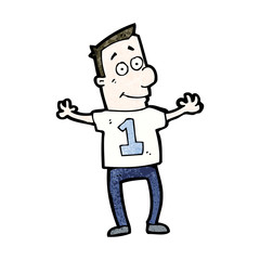 cartoon man in shirt number one