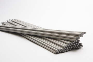 Electrodes for welding isolated on a white background. Accessories of welder.