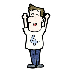 cartoon man in shirt number four