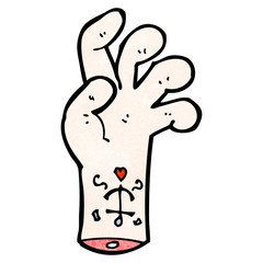 cartoon hand with tattoo