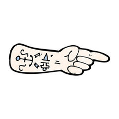 cartoon pointing arm with tattoos