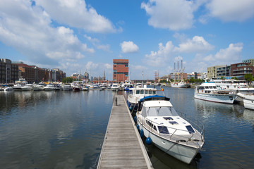 Fototapeta na wymiar Port of Antwerp in sunlight in summer