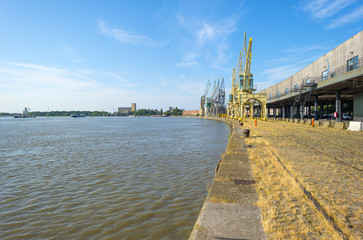 Port of Antwerp in sunlight in summer