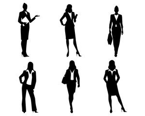 Six businesswomen silhouettes