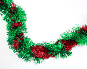 Green and red Christmas tinsel