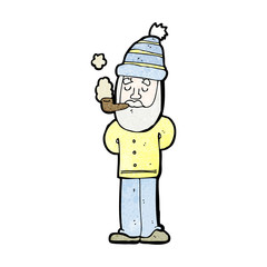 cartoon man smoking pipe