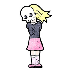 cartoon girl with skull mask