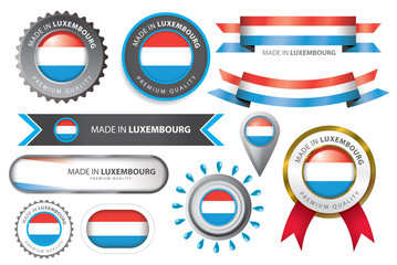 Made in Luxembourg Seal, Luxemburg Flag (Vector Art)