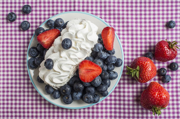 Blueberries, strawberry and cream