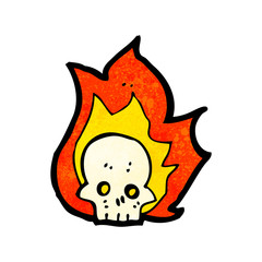 cartoon flaming skull