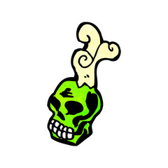 cartoon spooky green skull
