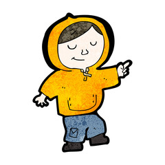 cartoon boy in hooded top