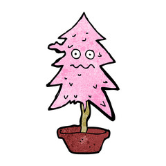 cartoon pink christmas tree