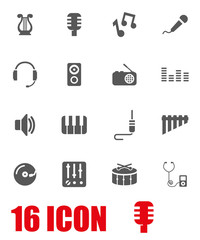 Vector grey music icon set
