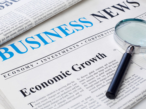 Economic growth headline on newspaper