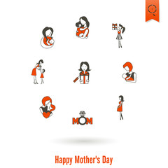Fototapeta premium Happy Mothers Day Icons