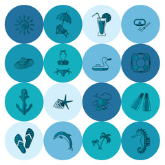 Summer and Beach Simple Flat Icons