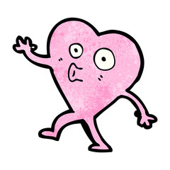funny pink heart cartoon character