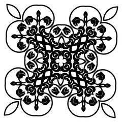 Ornament black white card with mandala.