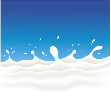 milk waves and splash on blue background