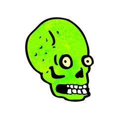 spooky green skull cartoon