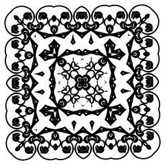 Ornament black white card with mandala.