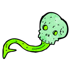 spooky green skull cartoon