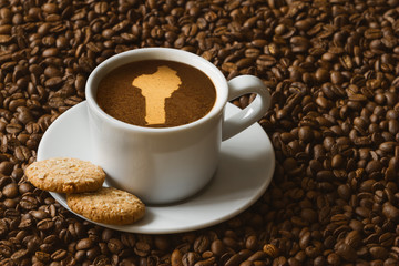 Still life - coffee with map of  Benin