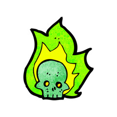cartoon flaming skull
