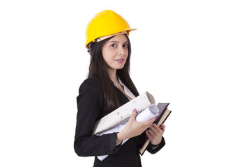 engineer with construction plans