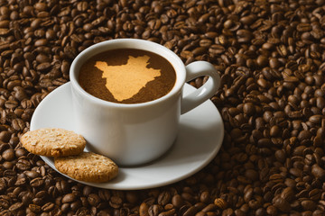 Still life - coffee with map of Burundi
