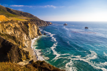 Ocean view near Bixby Creek Bridge in Big Sur, California