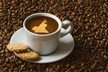 Still life - coffee with map of Cameroon