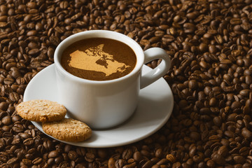 Still life - coffee with map of Canada