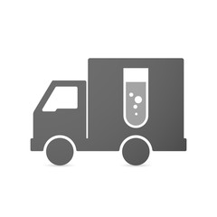 Isolated delivery truck icon with a chemical test tube
