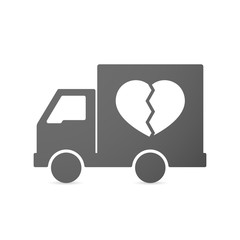 Isolated delivery truck icon with a broken heart