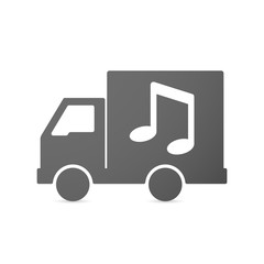 Isolated delivery truck icon with a note music