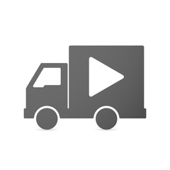 Isolated delivery truck icon with a play sign