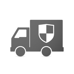 Isolated delivery truck icon with a shield