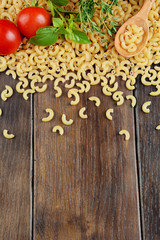 Raw Chifferi pasta background