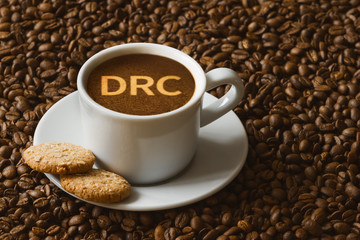 Still life - coffee with text DRC (Democratic Republic of the Co