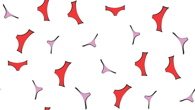 Vector seamless background of women's panties. The pattern of underwear on a white background.