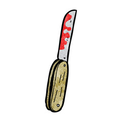 cartoon bloody folding knife