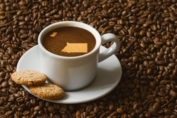 Still life - coffee with map of Equatorial Guinea