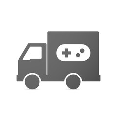 Isolated delivery truck icon with a game pad